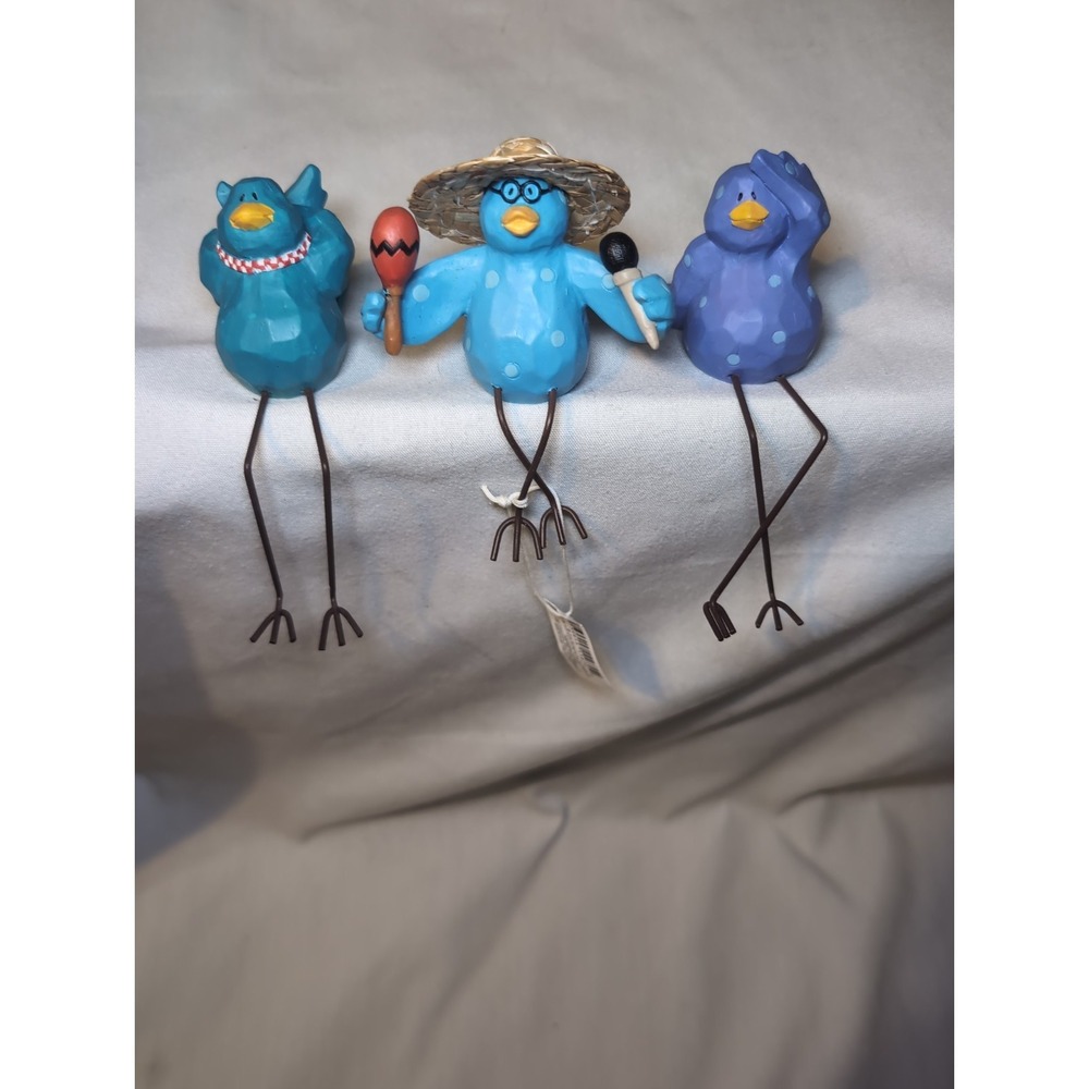 3x "Tweet Along With Me"  Shelf Sitter Birds by Russ Berrie